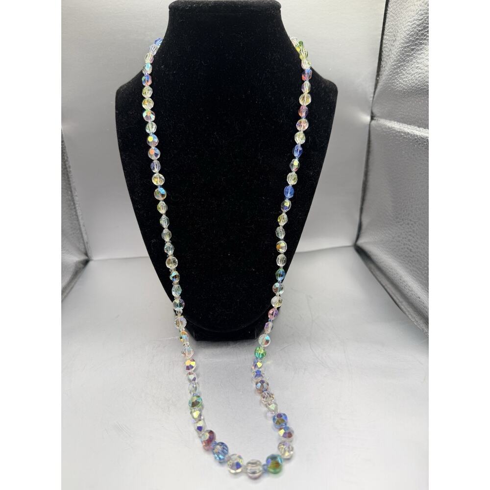 Vintage AB Glass Uranium Single Strand 24" pull over see pics old hollywood - Picture 3 of 8
